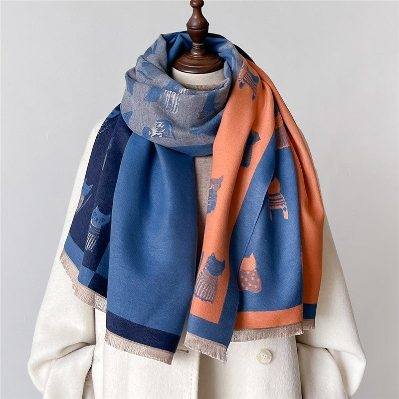 Colorful Printed Fringed Scarf