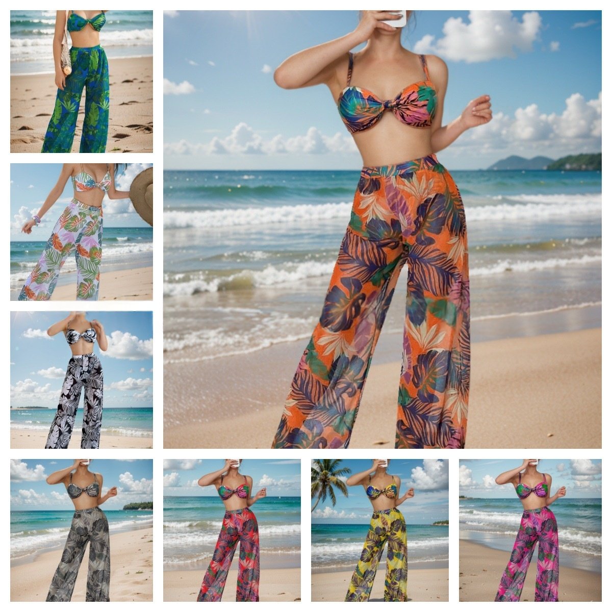 Bikini Set: Two-Piece Swimsuit With Mesh Pants