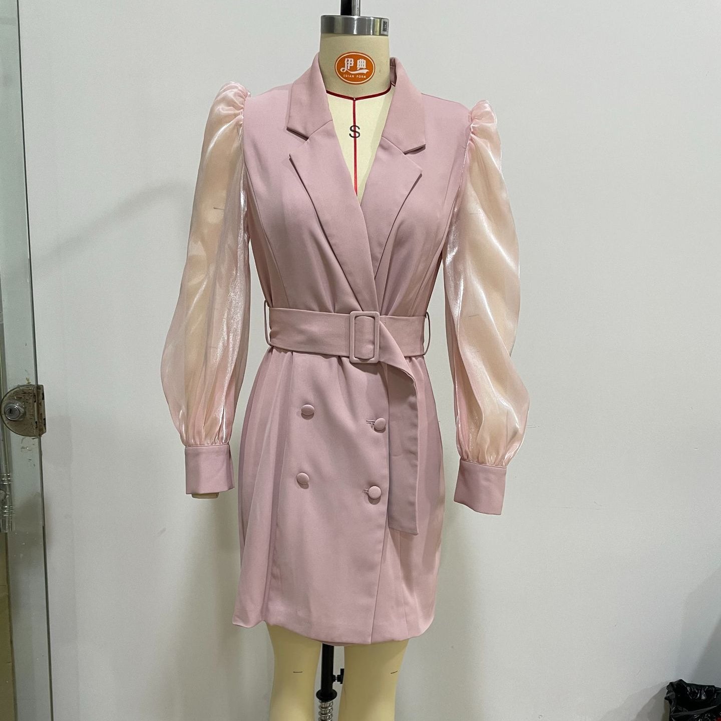 Fashion Fall Blazer Short Dresses-Dresses-Light Pink-XS-Free Shipping at meselling99