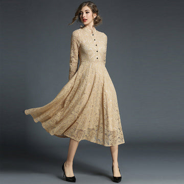 Vintage Midi Length Lace Dresses for Women