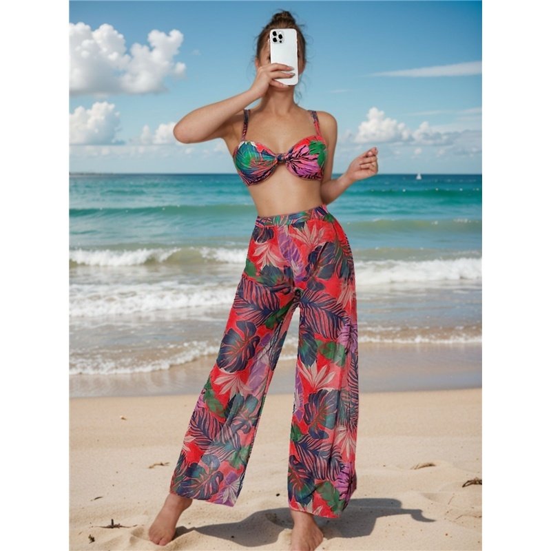 Bikini Set: Two-Piece Swimsuit With Mesh Pants