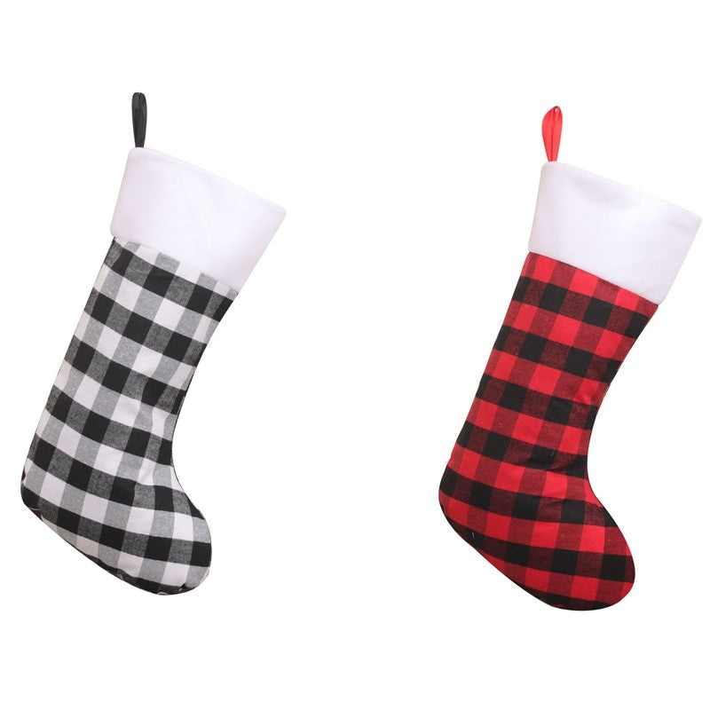 Large Plaid Gift Socks Christmas Decoration Pendant
