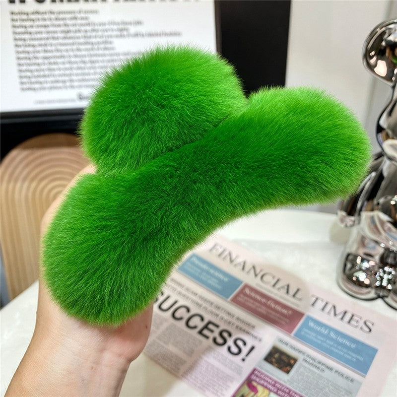 Cute Otter Rabbit Fur Large Claw Clip