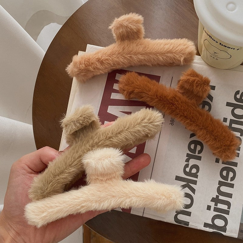 Large Solid Furry Hair Claw Clip