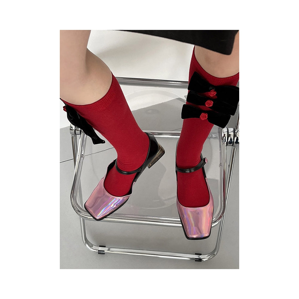 Fashion Bowknot Contrast Color Socks Accessories