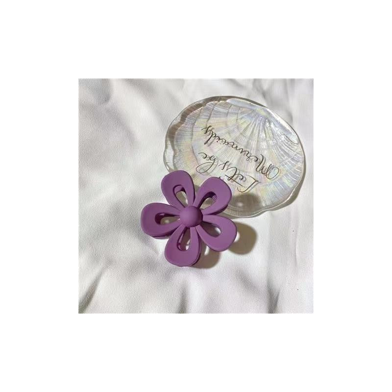 Flower Hollow Solid Color Claw Clip