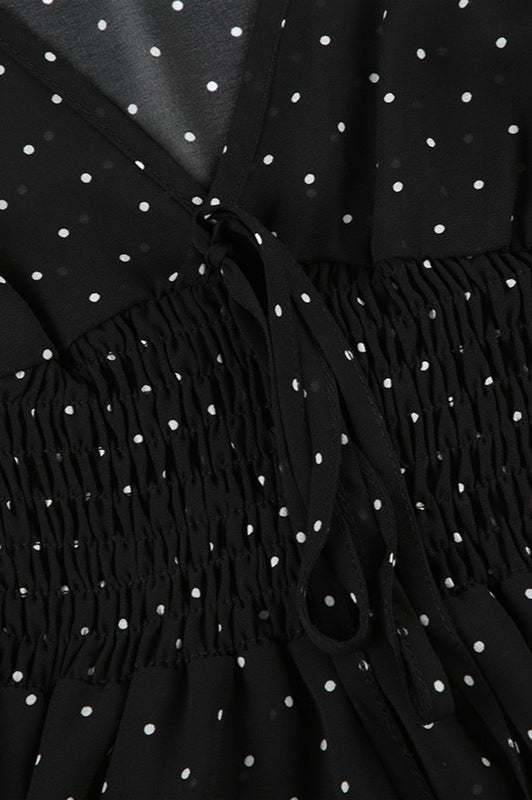 Polka Dot Sheer V-Neck Slim Fit Crop Top