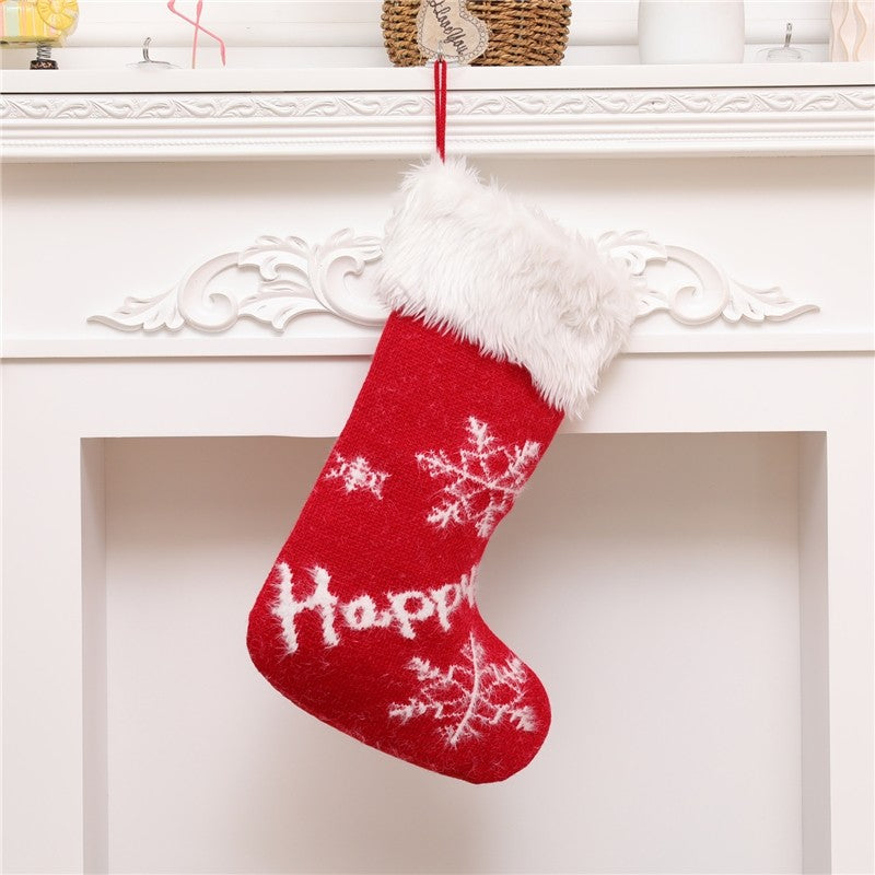 Large Knitted Plush Gift Socks Christmas Decoration