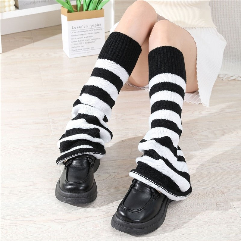 Wide Leg Striped Knit Leg Warmers