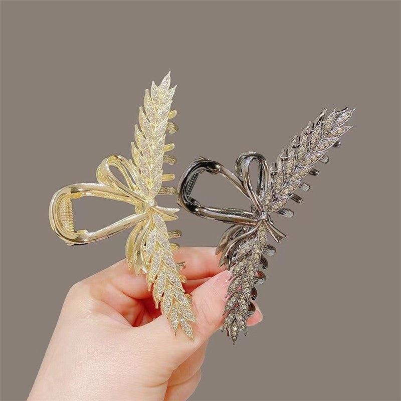 Wheat Ear Shape Alloy Solid Color Claw Clip