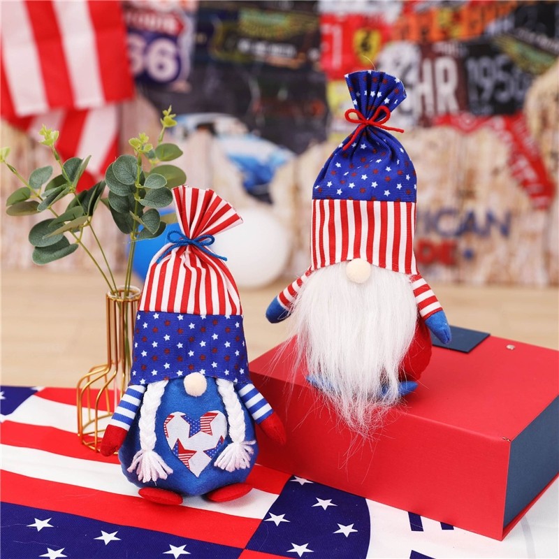 Fabric Plush Gnomes For Independence Day