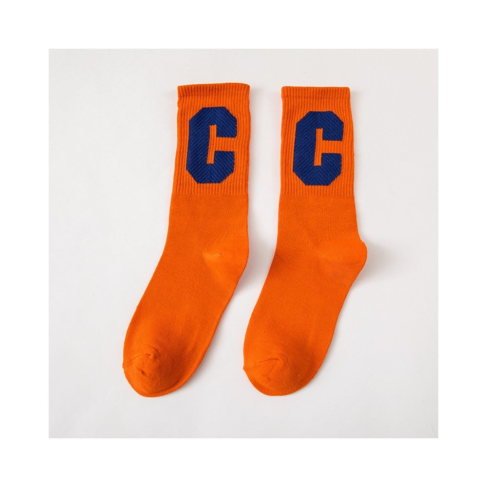 Solid Color Capital Letter C Casual Socks