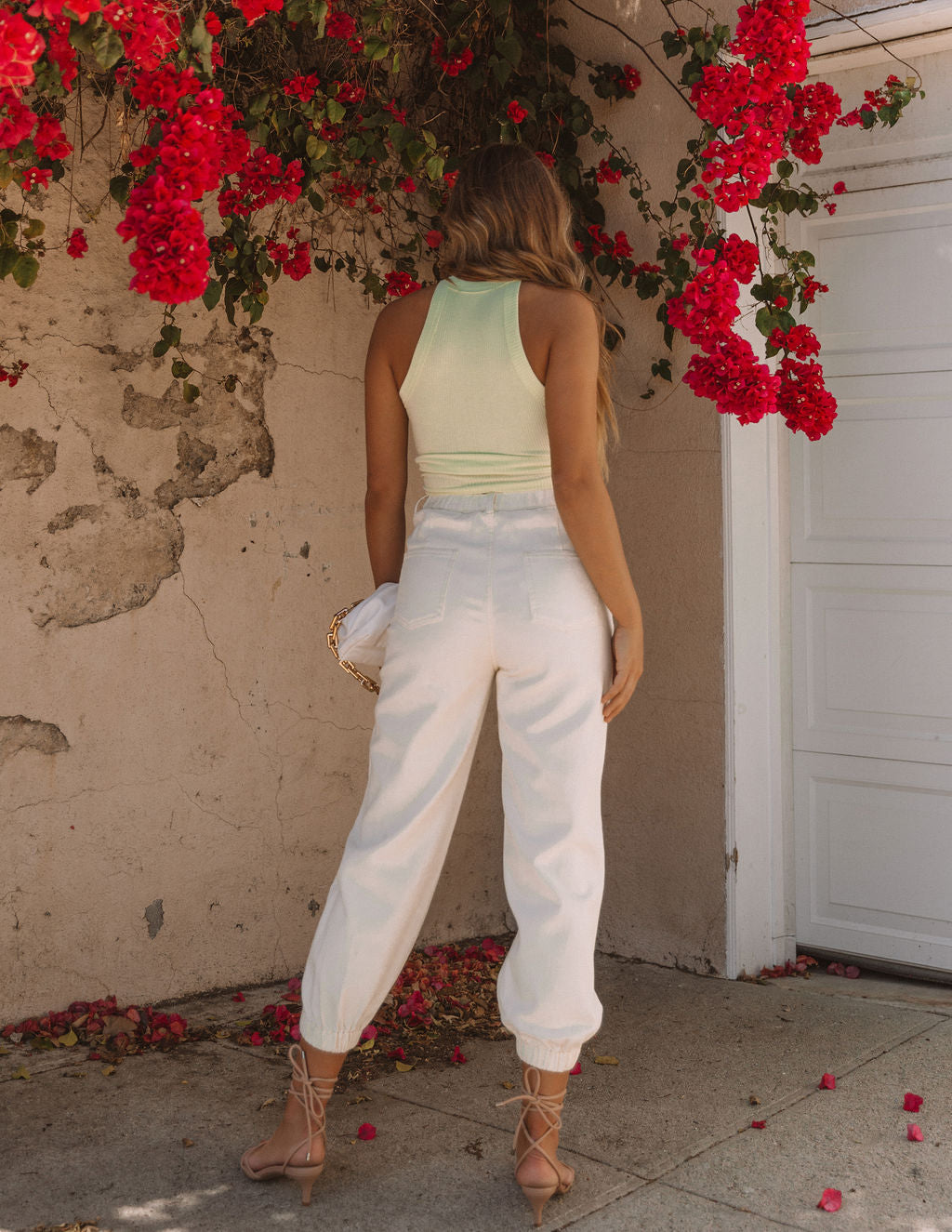 Mara Vintage Wash Denim Joggers - Ivory