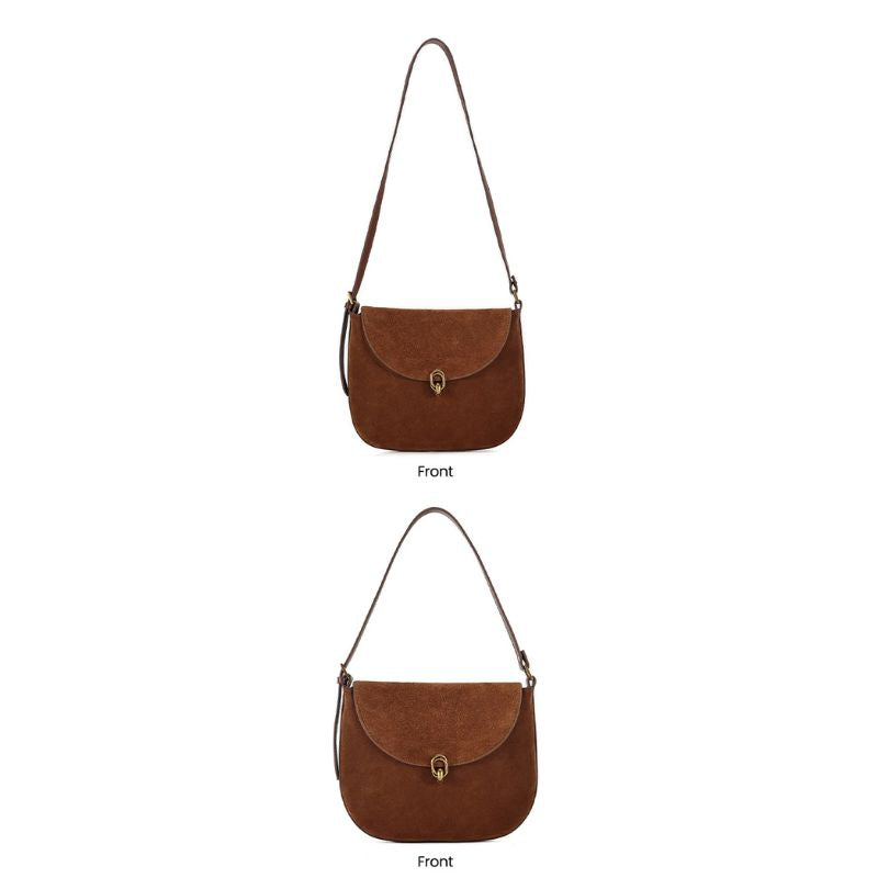 Luxury Women’s Leather Suede Shoulder Saddle Crossbody Bag