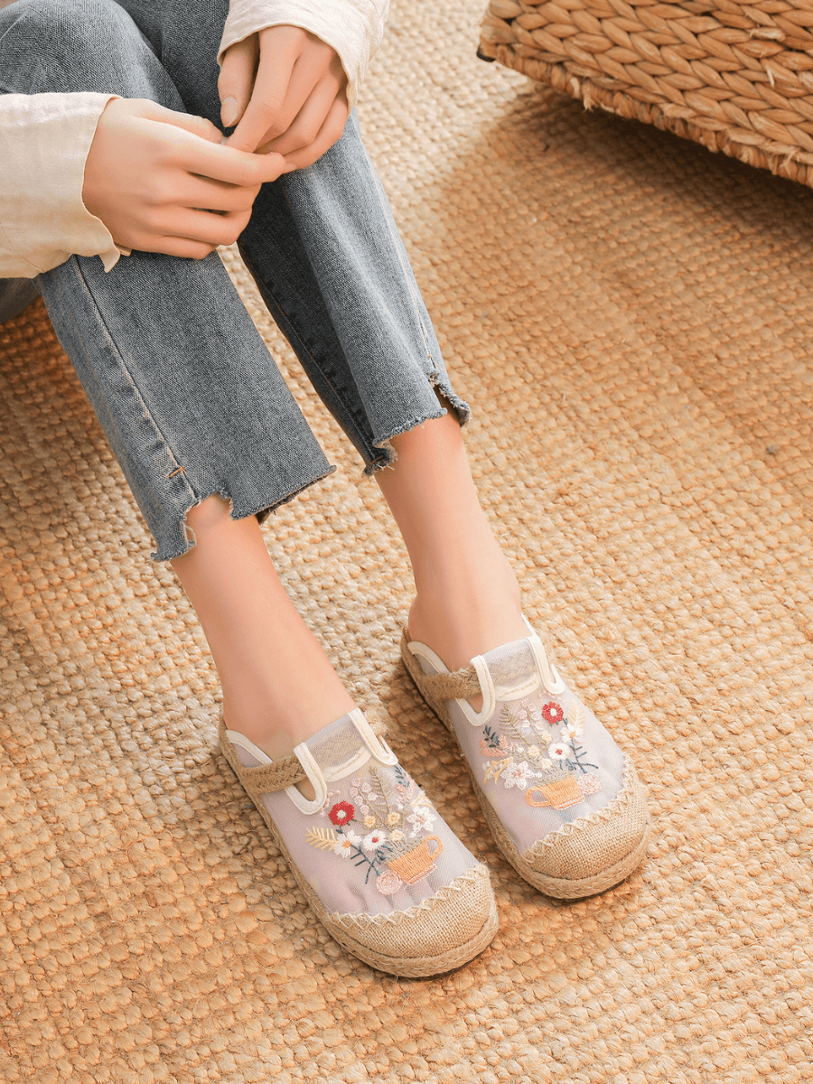 Kimora Embroidered Mesh Mules