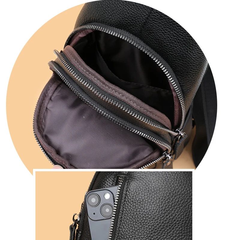 Men’s Genuine Leather Sling Bag – Casual Crossbody Chest Pack