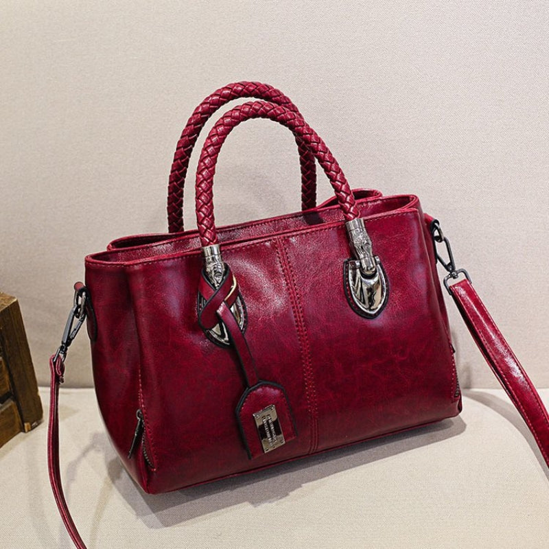 CrossBorder Trends Oil Wax Leather Messenger Bag - Vintage Women Stylish Handbag