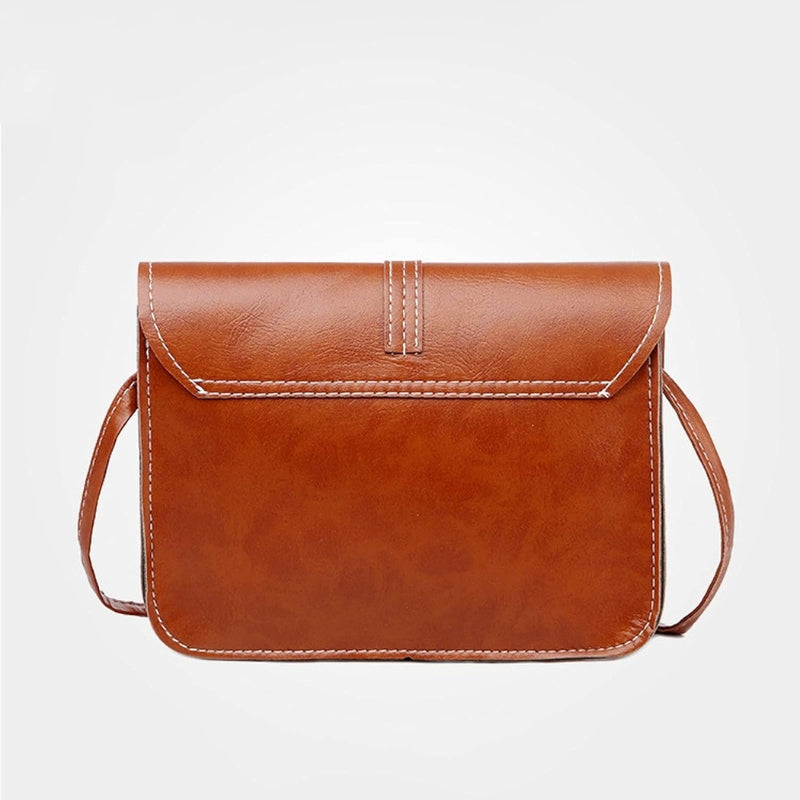 Vintage Leather Crossbody Shoulder Bag - Retro Minimalist Messenger Bags