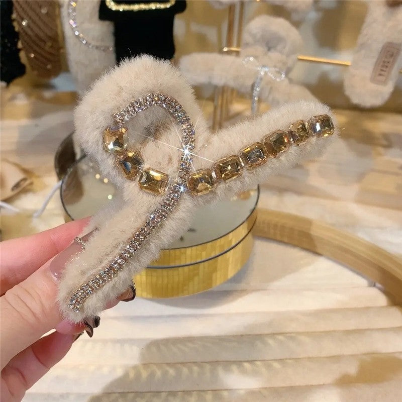 Rhinestone Furry Large Claw Clip