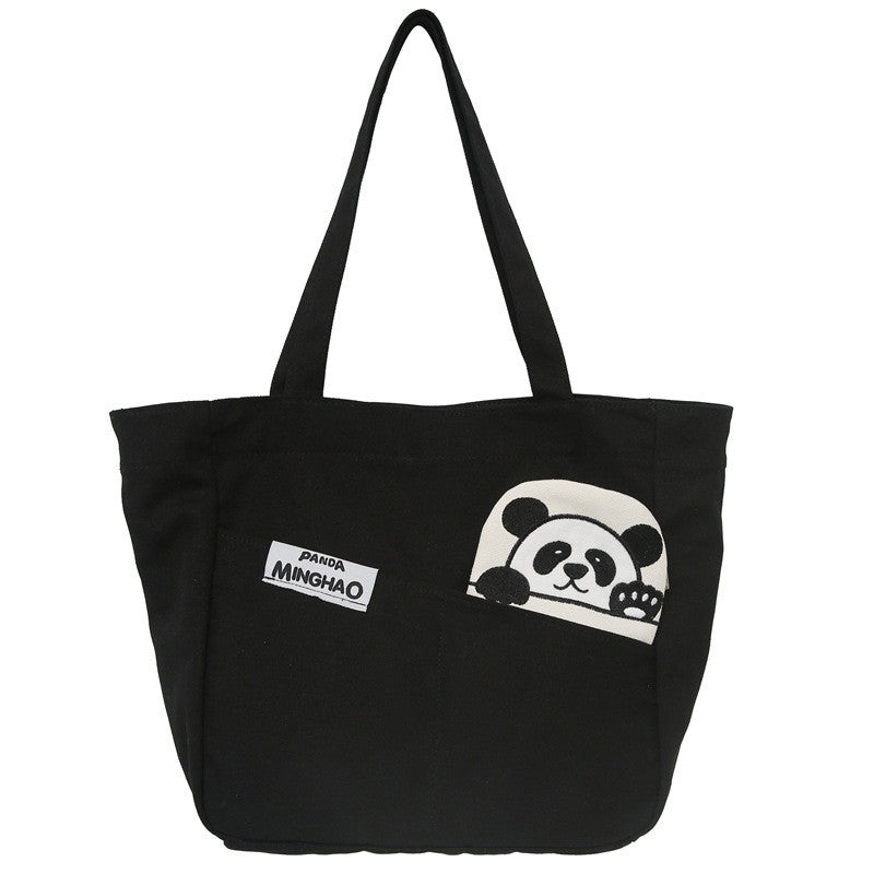 Large Capacity Canvas Shoulder Bag With Cute Cartoon Print