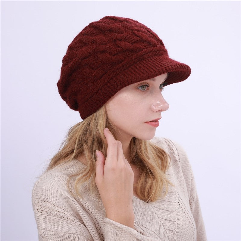 Solid Color Cable Knitted Cap
