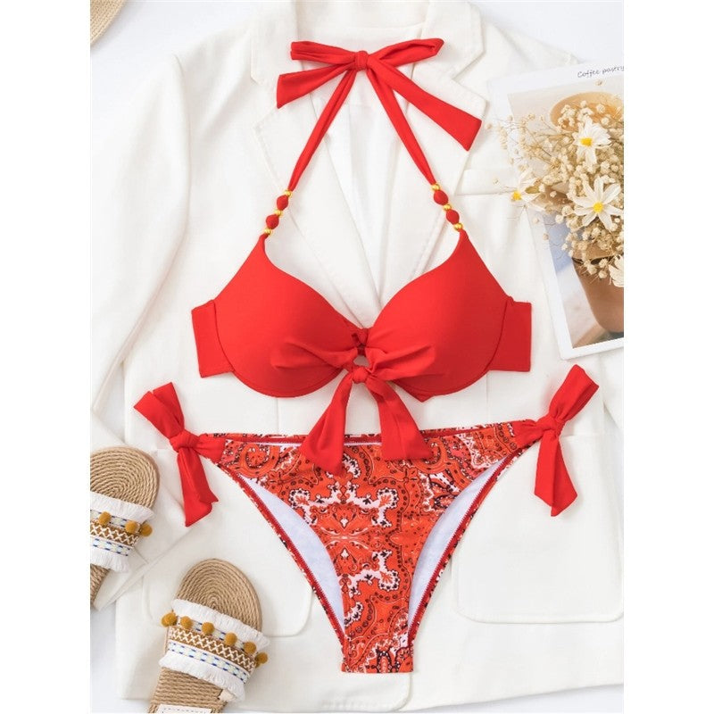 Bikini Set With Print And Tie Details