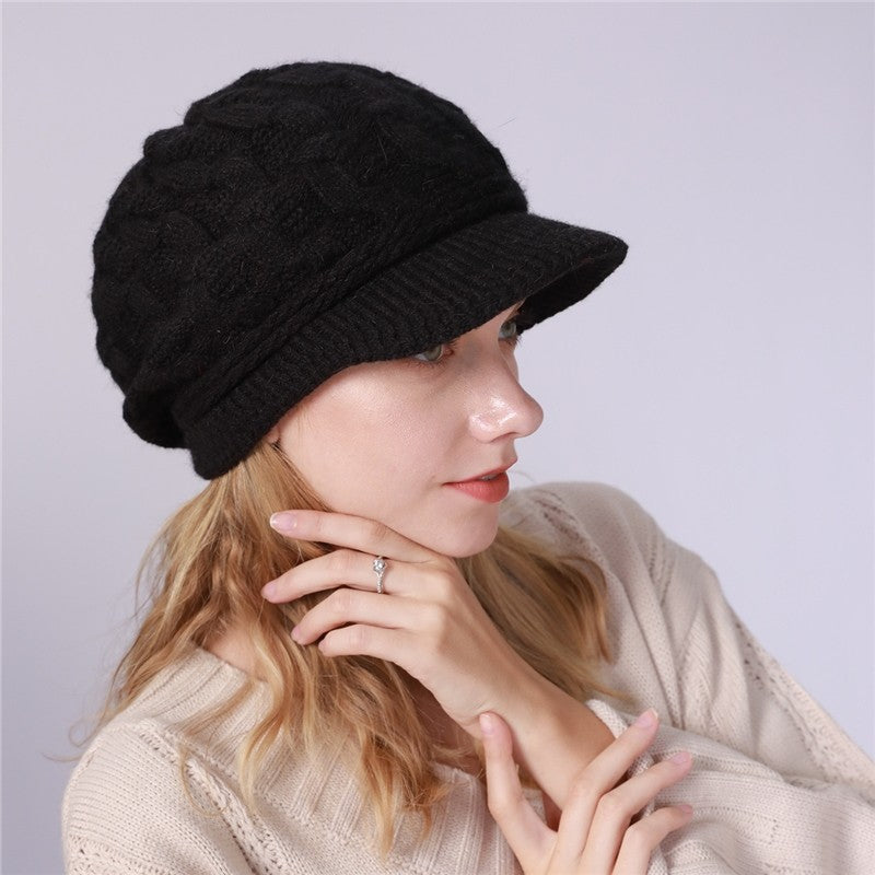 Solid Color Cable Knitted Cap