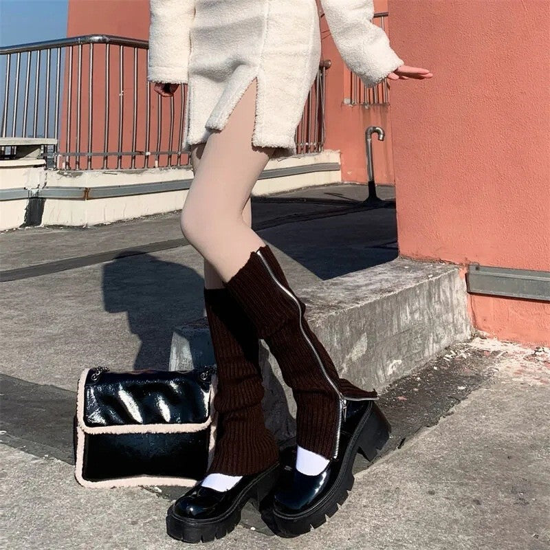 Versatile Warm Knitted Zipper Stack Boots Cover