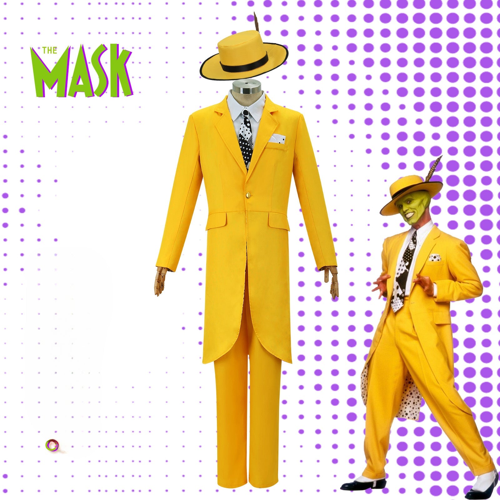 Halloween Mask Costume – The Mask (Jim Carrey) Cosplay Outfit for Adults