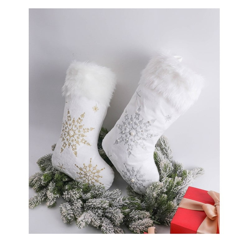 Creative Plush Snowflake Sock Gift Bag Christmas Decoration