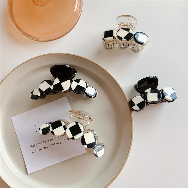 Checkerboard Arc Shape Hair Claw Clip