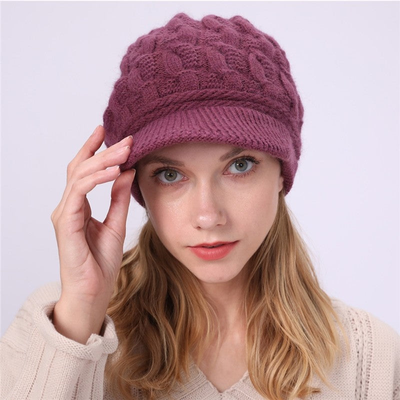 Solid Color Cable Knitted Cap