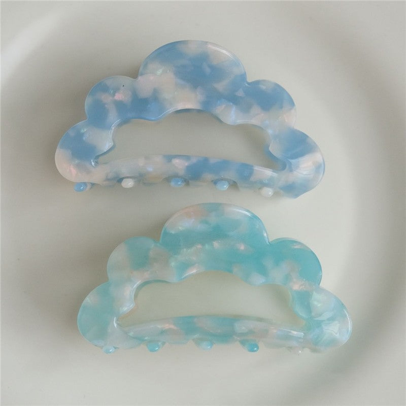 Blue White Acetate Hair Claw Clip