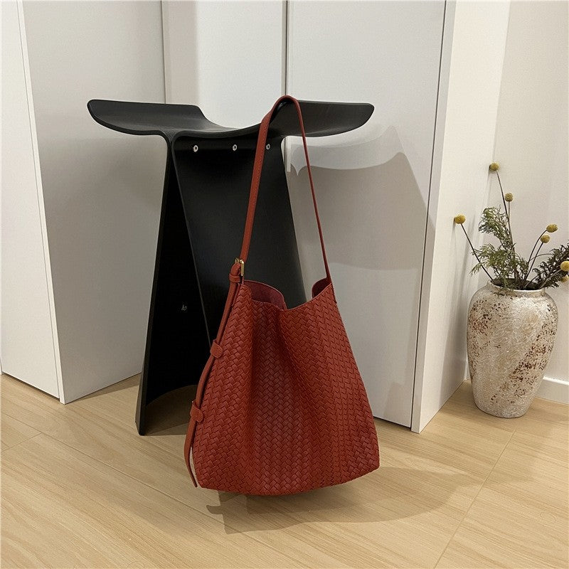 Large Capacity Single Shoulder Crossbody Woven Bag