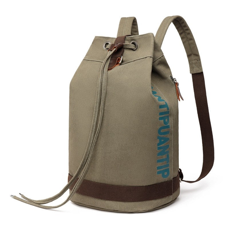 Men Canvas Drawstring Bucket Backpack