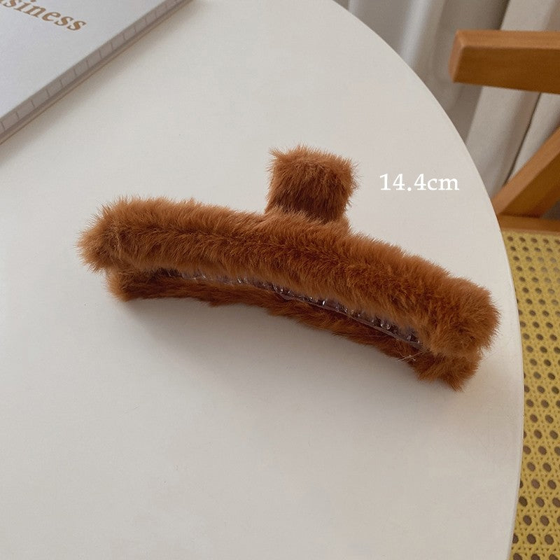 Large Solid Furry Hair Claw Clip