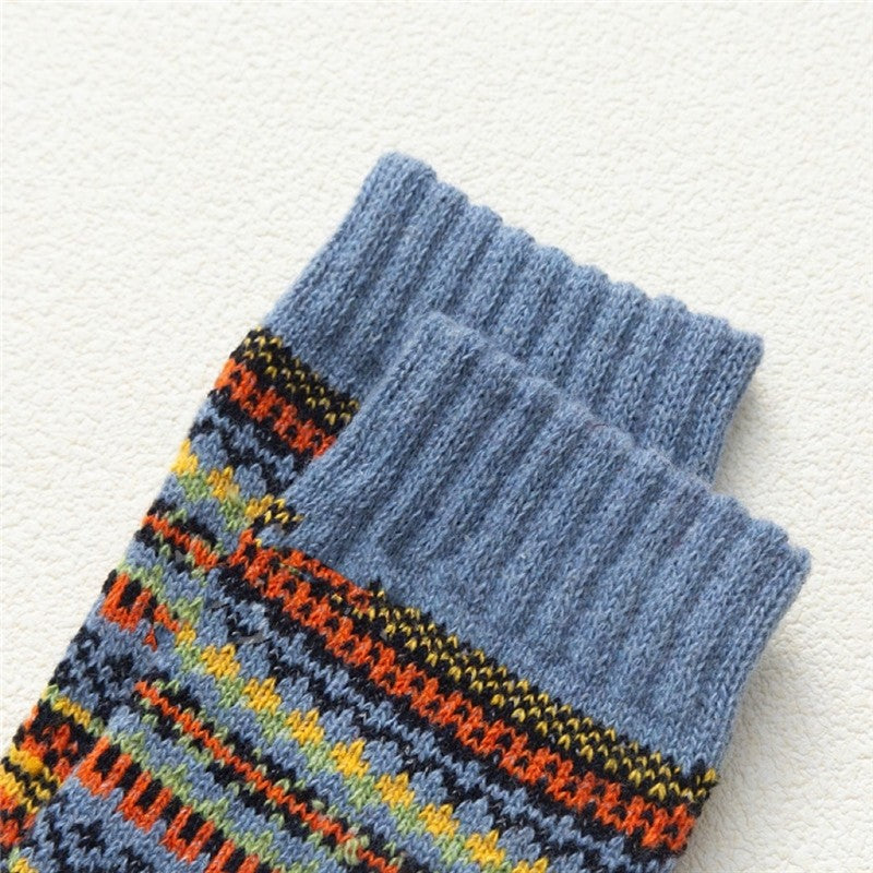 Casual Breathable Print Striped Wool Sock(A Set Of Five Pairs)