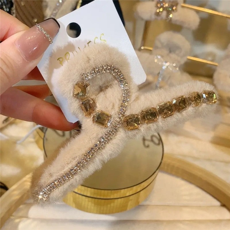 Rhinestone Furry Large Claw Clip