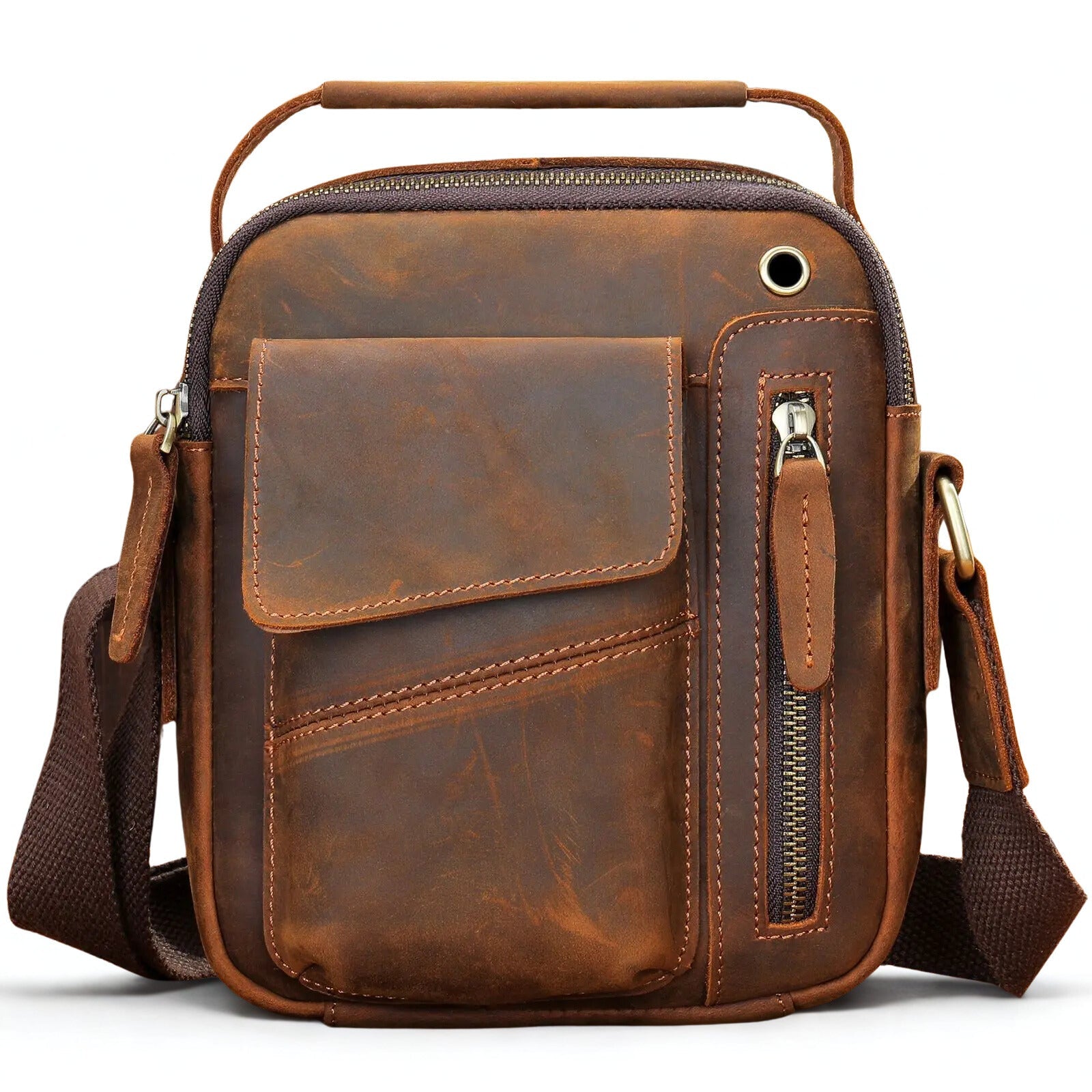 Men's Cowhide Casual Crossbody Bag - Large Capacity Leather Sling Bags