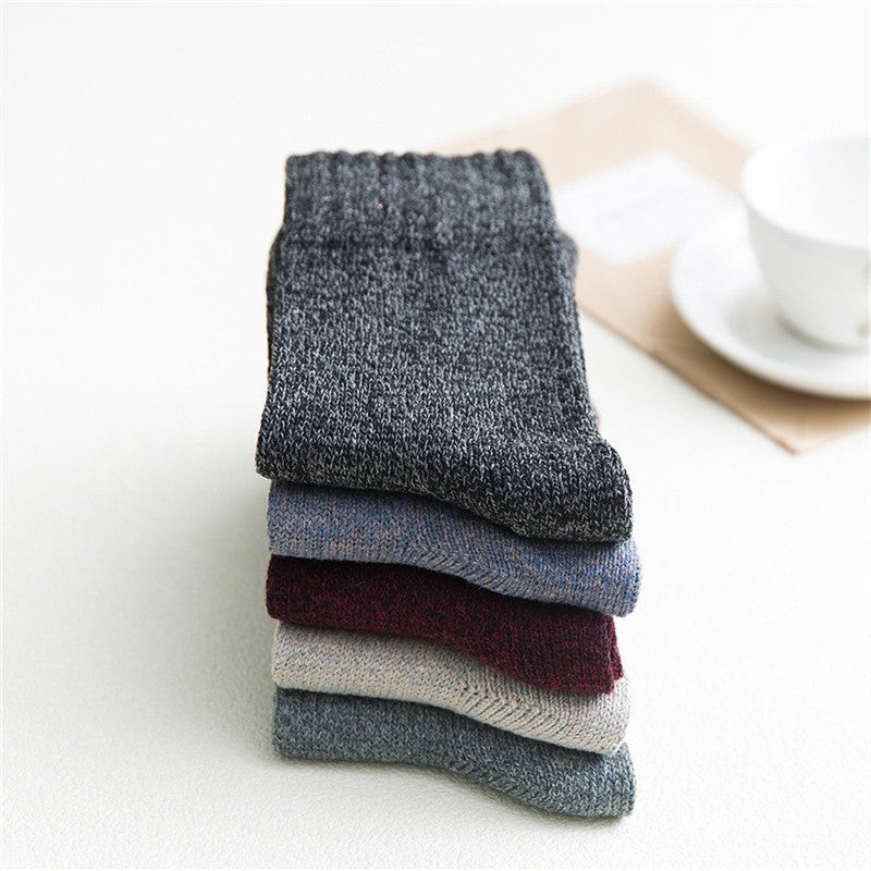 Plain Thick Breathable Mid-Calf Length Sock(A Set Of Five Pairs)