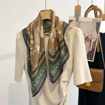 Malaysian Print Square Silk Scarf