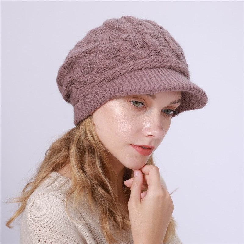 Solid Color Cable Knitted Cap