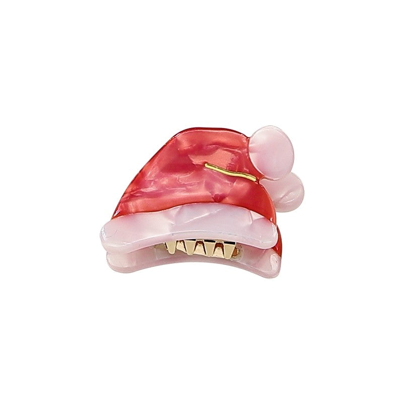 Christmas Hat Acetate Hair Claw Clip