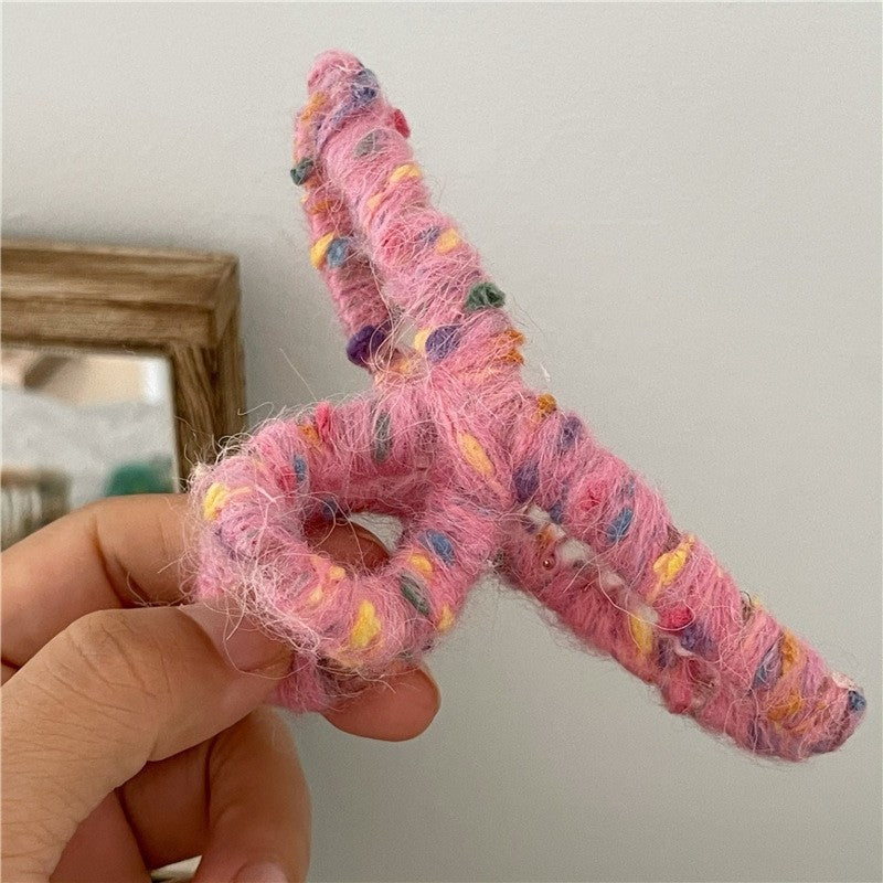 Colorful Yarn Winding Hair Claw Clip