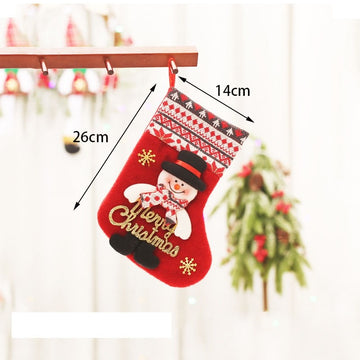 Cute Cartoon Knitted Patchwork Christmas Socks Gift Bag