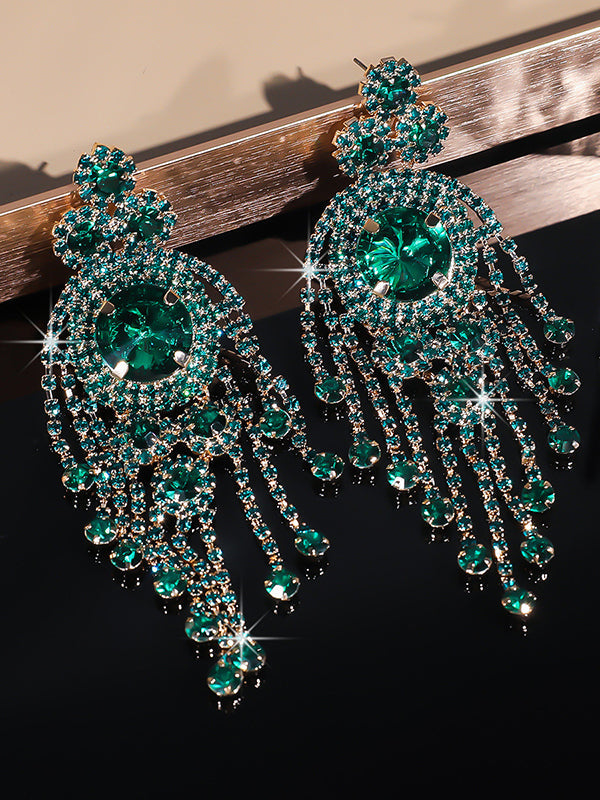 Geometric Tasseled Drop Earrings