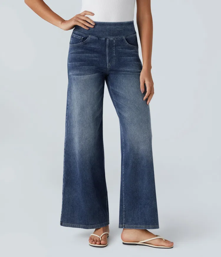 FlexiChic - Super Stretch High-Waisted Wide Leg Jeans + 50% OFF