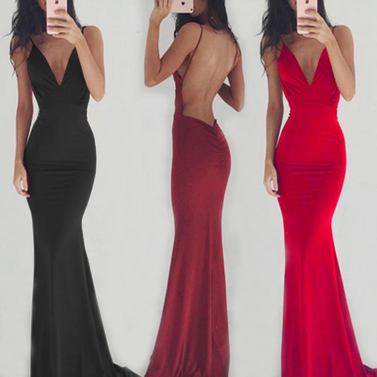 Sexy Sleevess Backless Long Evning Party Dresses-Sexy Dresses-Free Shipping at meselling99