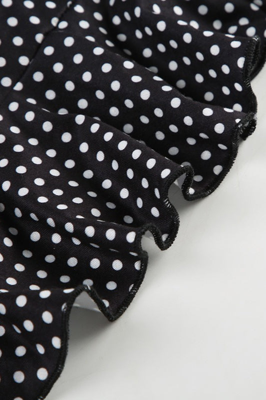 Polka Dot Tie Front Ruffled Crop Top