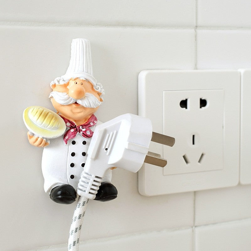 Chef Cartoon Socket Power Cord Storage Rack